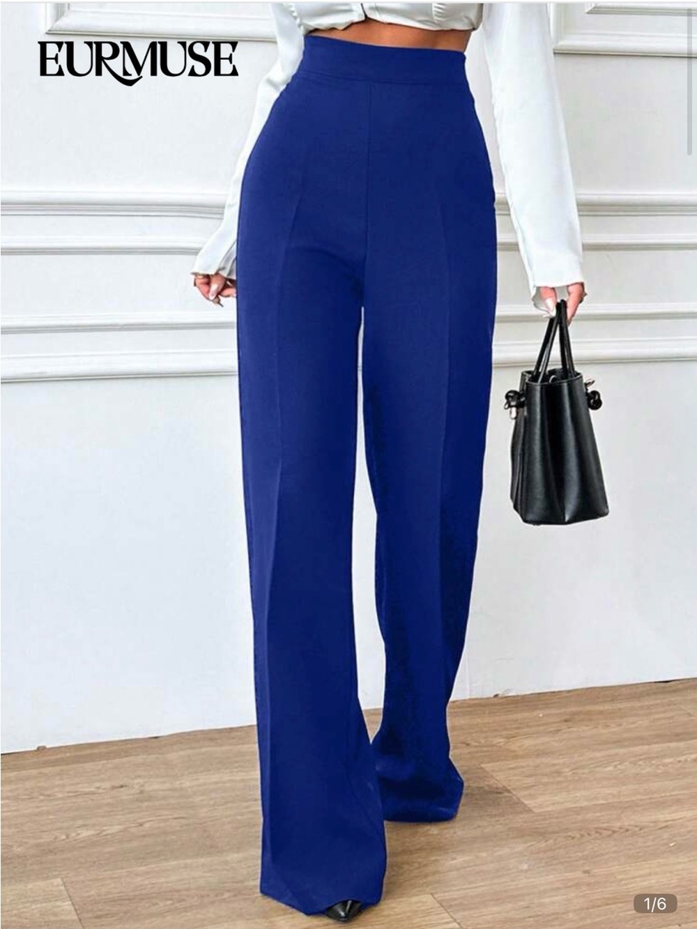 Muse High-Waist Wide-Leg Pants — Cobalt Blue